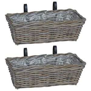 vidaXL Z&aacute;věsn&yacute; květinov&yacute; ko&scaron; 2 pcs &Scaron;ed&aacute; 48 x 22 x 15 cm Lacak ratan