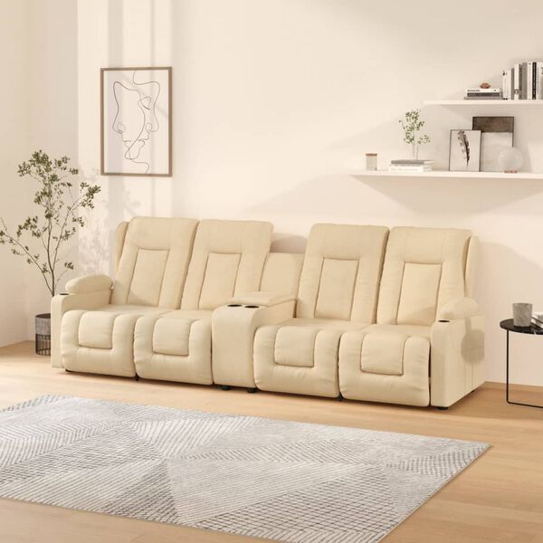 vidaXL 4místné masážní polohovací křeslo držáky nápojů krémové textil