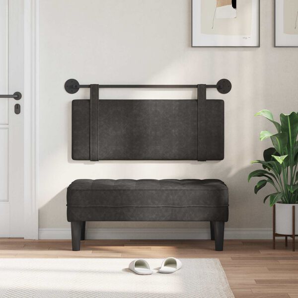 vidaXL Z&aacute;věsn&aacute; čeln&iacute; deska N&aacute;stěnn&yacute; Čern&yacute; 110 x 55 x 5 cm Antick&yacute; PU