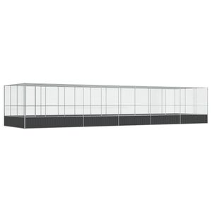 vidaXL Voli&eacute;ra s n&aacute;stavbou stř&iacute;brn&aacute; 1 139 x 307 x 212 cm ocel