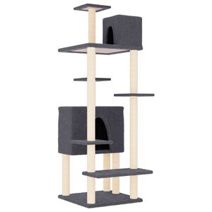 vidaXL &Scaron;krabadlo pro kočky se sisalov&yacute;mi sloupky tmavě &scaron;ed&eacute; 154 cm