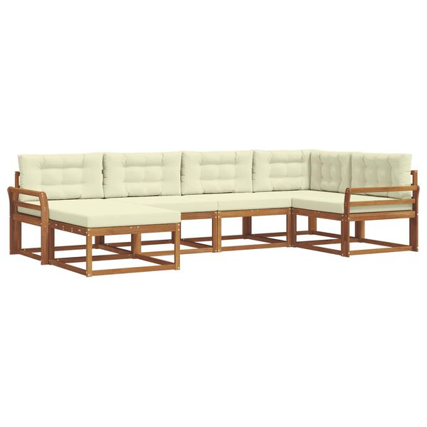 vidaXL Venkovn&iacute; pohovkov&aacute; souprava 6 pcs Přirozen&aacute; a Kr&eacute;mov&aacute;