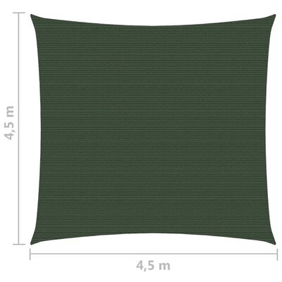 vidaXL Stínicí plachta 160 g/m² tmavě zelená 4,5 x 4,5 m HDPE