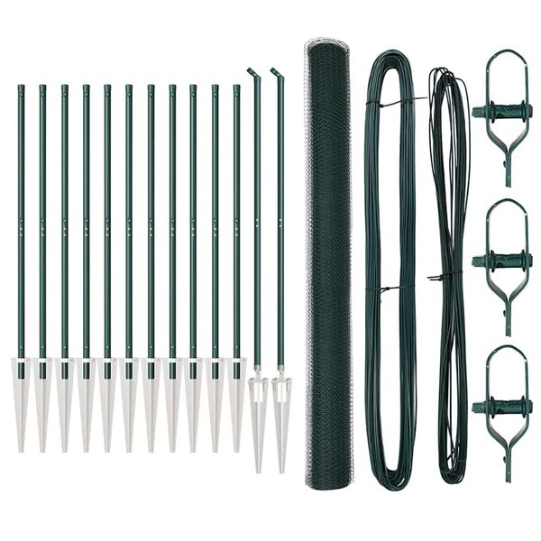 vidaXL Plotov&yacute; sloupek. Zelen&aacute; 25 x 1,6 m (25 mm s&iacute;ť) Ocel a PVC