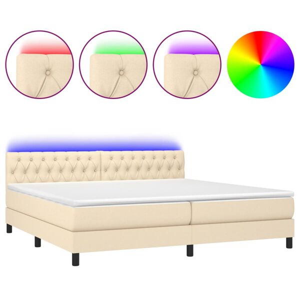 vidaXL Box spring postel s matrac&iacute; a LED kr&eacute;mov&aacute; 200x200 cm textil