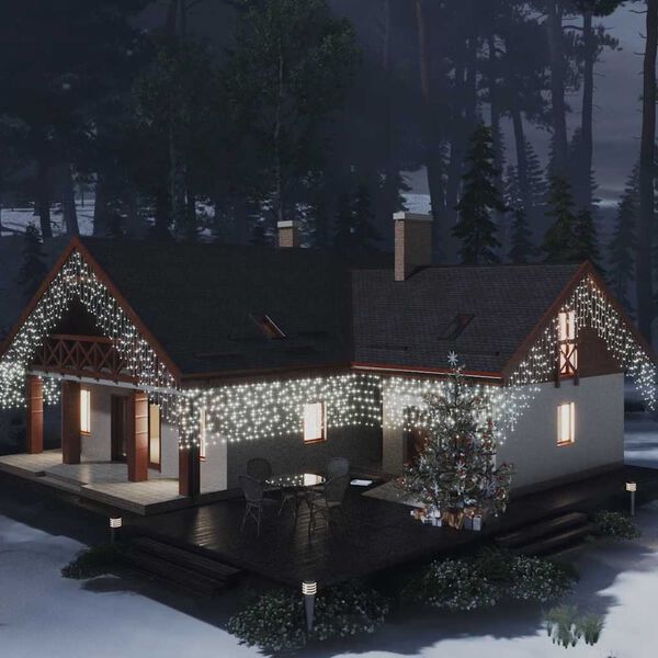 vidaXL LED světeln&yacute; z&aacute;věs rampouchy 10 m 400 LED studen&yacute; b&iacute;l&yacute; 8 funkc&iacute;