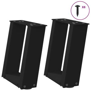 vidaXL Nohy konferenčn&iacute;ho stolku ve tvaru U, 2 ks, čern&eacute;, 30 x (30-31) cm, ocel