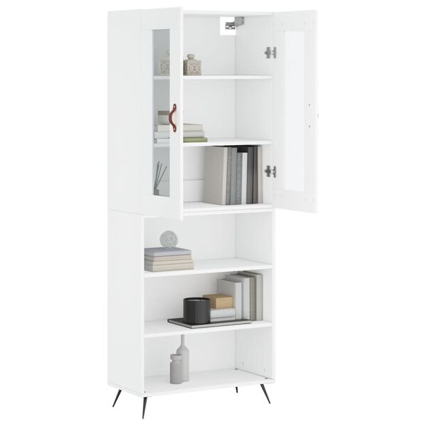 vidaXL Skř&iacute;ň highboard b&iacute;l&aacute; 69,5 x 34 x 180 cm kompozitn&iacute; dřevo