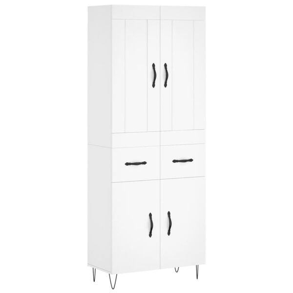 vidaXL Skř&iacute;ň highboard b&iacute;l&aacute; 69,5 x 34 x 180 cm kompozitn&iacute; dřevo