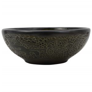 vidaXL Umyvadlo na desku čern&eacute; kulat&eacute; &Phi; 41 x 14 cm keramika