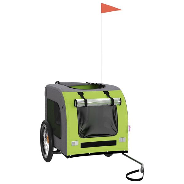 vidaXL Voz&iacute;k za kolo pro psa zelen&yacute; a &scaron;ed&yacute; oxfordsk&aacute; tkanina a železo