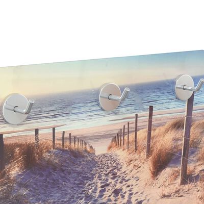 vidaXL Nástěnný věšák 40 x 25 cm tvrzené sklo pláž