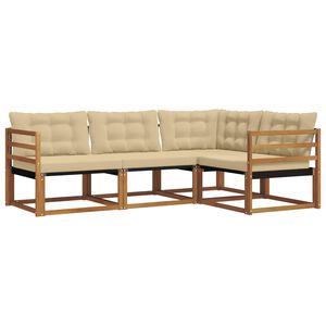 vidaXL Venkovn&iacute; pohovkov&aacute; souprava 4 pcs Přirozen&aacute; a B&eacute;žov&aacute;