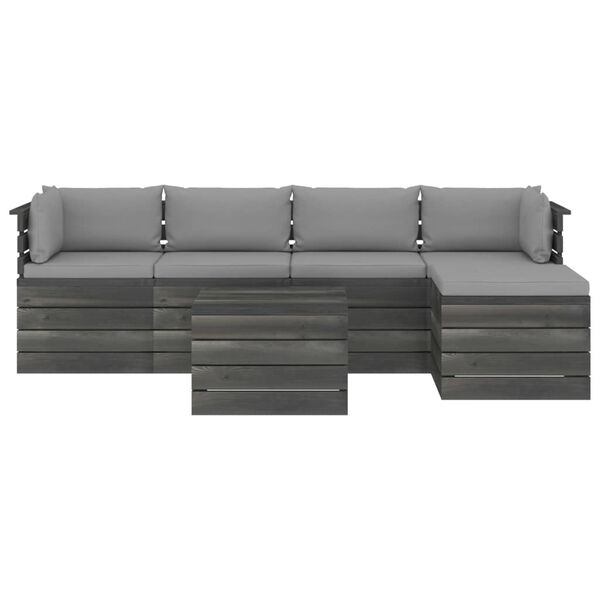 vidaXL 6d&iacute;ln&aacute; zahradn&iacute; sedac&iacute; souprava z palet + podu&scaron;ky borov&eacute; dřevo