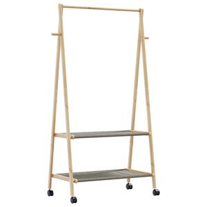 vidaXL Stojan na oblečen&iacute; s policemi a kolečky 96x45,5x155,5 cm bambus
