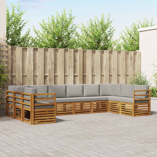 vidaXL Rohov&aacute; sofa sada s pol&scaron;t&aacute;řem 10 pcs Př&iacute;rodn&iacute; a světle &scaron;ed&aacute;