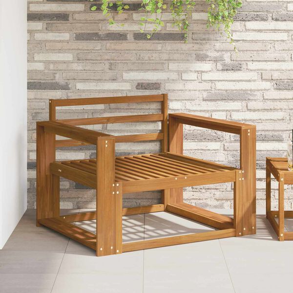 vidaXL Venkovn&iacute; středn&iacute; pohovka Masivn&iacute; ak&aacute;tov&eacute; dřevo Př&iacute;rodn&iacute;