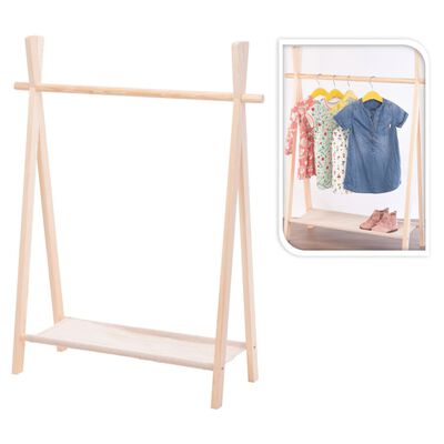 Storage solutions Dětský stojan na oblečení s 1 policí borové dřevo