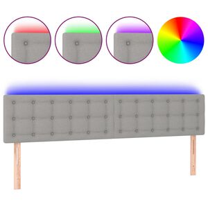 vidaXL Čelo postele s LED světle &scaron;ed&eacute; 180x5x78/88 cm textil