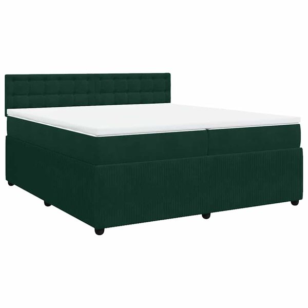 vidaXL Box spring postel s matrac&iacute; tmavě zelen&aacute; 200x200 cm samet