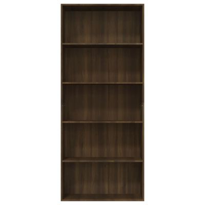 vidaXL 5patrová knihovna hnědý dub 80 x 30 x 189 cm kompozitní dřevo