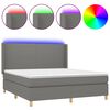 vidaXL Box spring postel s matrac&iacute; a LED tmavě &scaron;ed&aacute; 180x200 cm textil