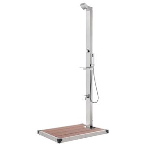 vidaXL Zahradn&iacute; sprcha s hnědou z&aacute;kladnou 225 cm nerezov&aacute; ocel