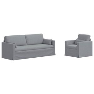 vidaXL Set pohovek 2 ks Světle &scaron;ed&aacute; textil