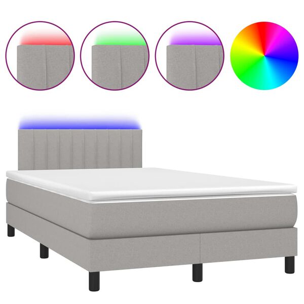 vidaXL Box spring postel s matrac&iacute; a LED světle &scaron;ed&aacute; 120x200 cm textil