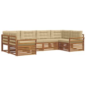 vidaXL Venkovn&iacute; pohovkov&aacute; souprava 6 pcs Přirozen&aacute; a B&eacute;žov&aacute;