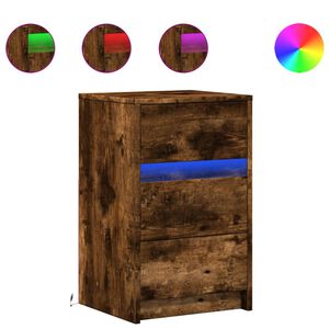 vidaXL Nočn&iacute; stolek s LED osvětlen&iacute;m kouřov&yacute; dub kompozitn&iacute; dřevo