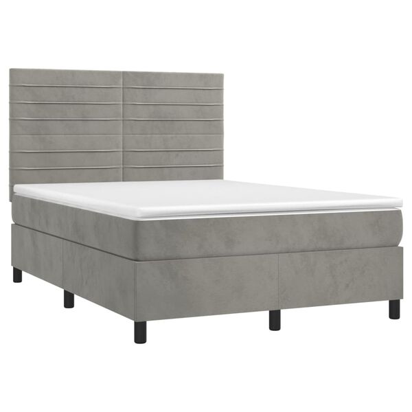 vidaXL Box spring postel s matrac&iacute; světle &scaron;ed&aacute; 140x190 cm samet