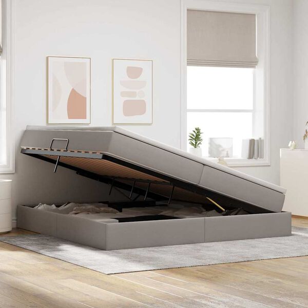 vidaXL Postel s &uacute;ložn&yacute;m prostorem a matrac&iacute; Taupe 200 x 200 cm