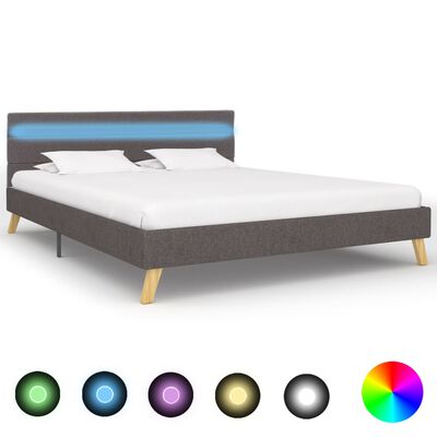 vidaXL Rám postele s LED světlem světle šedý textil 120 x 200 cm ...