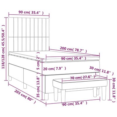 vidaXL Box spring postel s matrací růžová 90x200 cm samet
