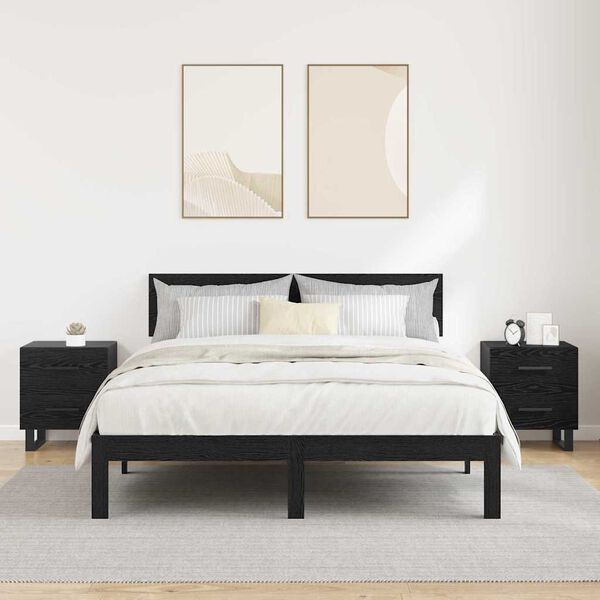 vidaXL Nočn&iacute; skř&iacute;ňka se z&aacute;suvkou 2 pcs Čern&yacute; dub 40 x 35 x 47,5 cm