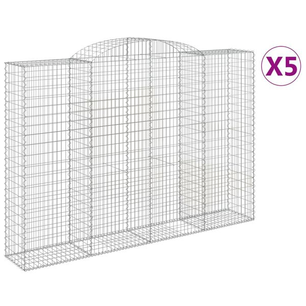 vidaXL Klenut&eacute; gabionov&eacute; ko&scaron;e 5 ks 300x50x200/220cm pozinkovan&eacute; železo