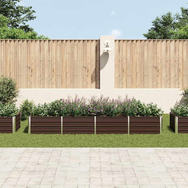 vidaXL Zahradn&iacute; vyv&yacute;&scaron;en&yacute; z&aacute;hon hněd&yacute; 320 x 80 x 45 cm pozinkovan&aacute; ocel