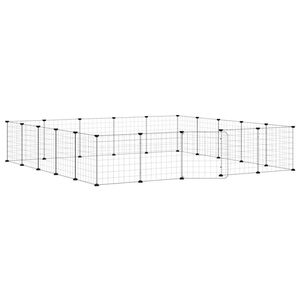 vidaXL 20panelov&aacute; ohr&aacute;dka pro zv&iacute;řata s dv&iacute;řky čern&aacute; 175 x 175 x 35 cm ocel