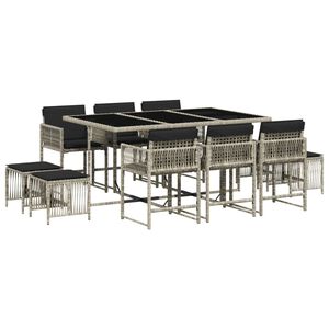 vidaXL 11d&iacute;ln&yacute; zahradn&iacute; j&iacute;deln&iacute; set s podu&scaron;kami světle &scaron;ed&yacute; polyratan