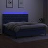 vidaXL Box spring postel s matrac&iacute; a LED modr&aacute; 200x200 cm textil