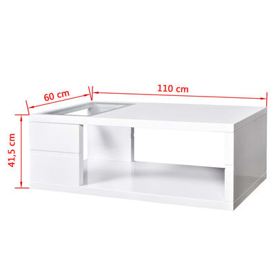 Vysoce lesklý bílý konferenční stolek s LED osvětlením, 41,5 cm