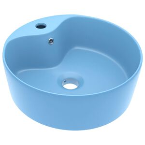 vidaXL Luxusn&iacute; umyvadlo přepad matn&eacute; světle modr&eacute; 36 x 13 cm keramick&eacute;