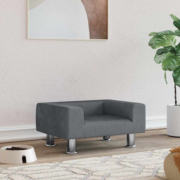 vidaXL Pelíšek pro psy tmavě šedý 50 x 40 x 26,5 cm samet