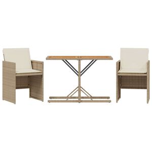 vidaXL 3d&iacute;ln&yacute; bistro set s podu&scaron;kami b&eacute;žov&yacute; polyratan