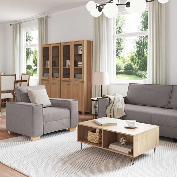 vidaXL Pohovka 3 pcs Taupe 220 x 80 x 84 cm Lněn&aacute; směs