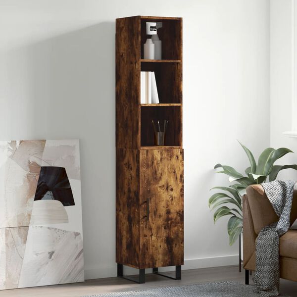vidaXL Skř&iacute;ň highboard kouřov&yacute; dub 34,5 x 34 x 180 cm kompozitn&iacute; dřevo
