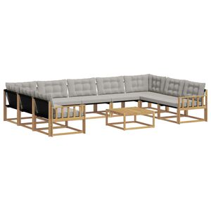 vidaXL Venkovn&iacute; pohovkov&aacute; souprava 10 pcs B&iacute;l&aacute; a světl&aacute; &scaron;ed&aacute;