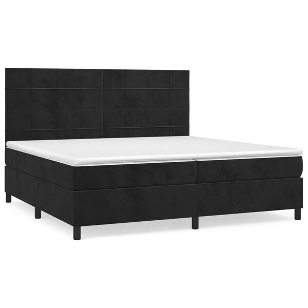vidaXL Box spring postel s matrac&iacute; čern&aacute; 200x200 cm samet