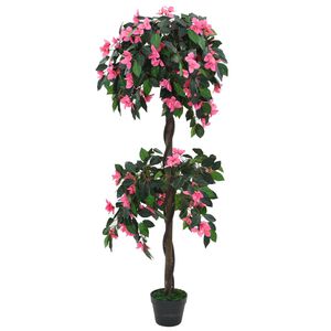 vidaXL Uměl&aacute; rostlina rododendron s květin&aacute;čem 155 cm zelen&aacute; a růžov&aacute;